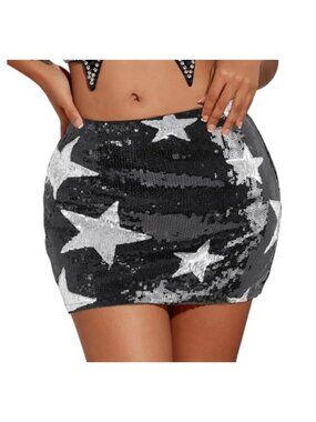 Women Sequin Bodycon Mini Skirt Low Rise Sparkly Y2K Party Night Out
